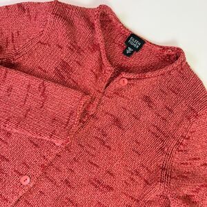 Eileen Fisher Knit Button Cardigan Sweater Women's S Pink Cotton Linen Lagenlook